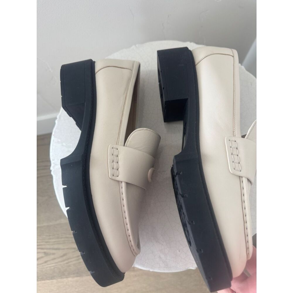 Coach Leah Cream Leather Platform Penny Loafers Lug Sole Chunky Chic Size 11 EUC - Picture 10 of 10
